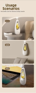 Wall-mounted and tabletop aroma diffuser showing dual use in bedroom and office