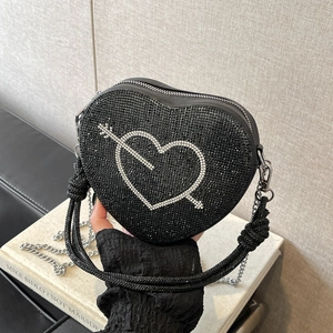 Borsa A Tracolla Con Strass A Forma Di Cuore Per Donna Borsa A Spalla Scintillante Motivo A Freccia Catena Da Sera