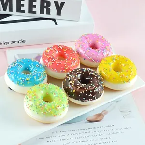 Simulación Rosquilla Rebote Lento PU Squeeze Juguete Alivio Estrés Colorido Falso Postre Comida Accesorio Fotografía Imán