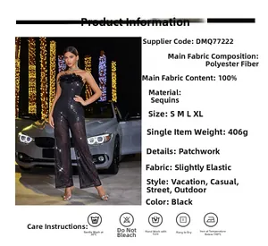 Détail de la combinaison bustier noire avec garniture en plumes et sequins brillants