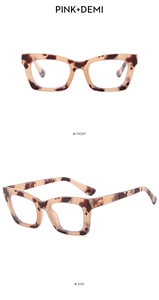 Front and side views of tortoiseshell blue light blocking glasses with thick frames