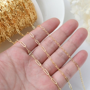 14K gold plated paperclip chain roll for DIY jewelry making and handmade accessory designs