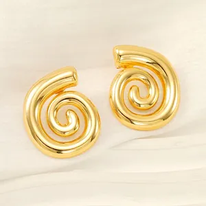 Orecchini A Lobo A Spirale Acciaio Inossidabile Placcato Oro 18K Design Geometrico Vortex Per Donne