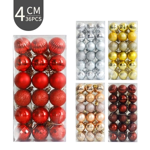 36pcs 4cm Christmas ball ornaments in red gold silver and varied finishes on white background