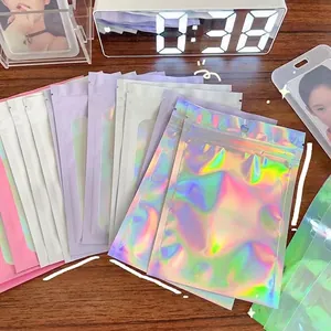 Holographic laser resealable bags for jewelry storage with rainbow reflective finish