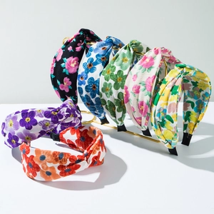 Serre-tête Large Nœud Floral Tissu Alliage Croisé Torsadé Bandeau Cheveux Pour Femmes Voyage Vacances Mode Accessoires