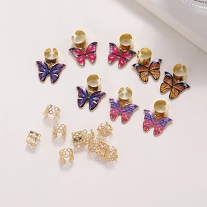 Golden butterfly charms and filigree hair rings for DIY dreadlock hair accessories