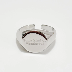 Polished S925 sterling silver open ring with 'Some kind of Wonderful' engraving