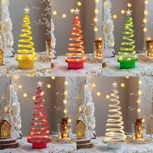 Mini LED spiral Christmas tree lights in five colors for festive tabletop decoration