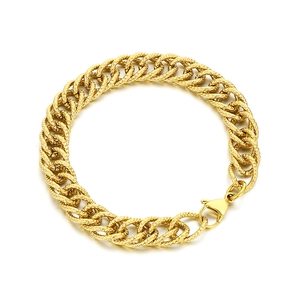 Bracciale a catena barbazzale dorata in acciaio inossidabile con maglie intrecciate