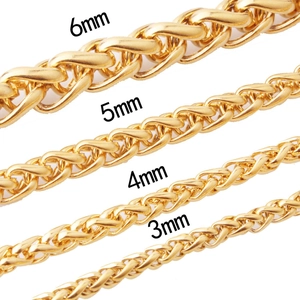 Chaînes foxtail dorées style hip hop en acier inoxydable, largeurs 3mm à 6mm