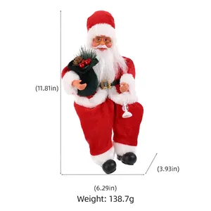 Bambola di Babbo Natale seduto con sacco regalo e occhiali incluse le dimensioni esatte