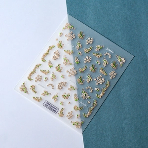 5D embossed white jasmine nail stickers with realistic 3D floral petals and leaves