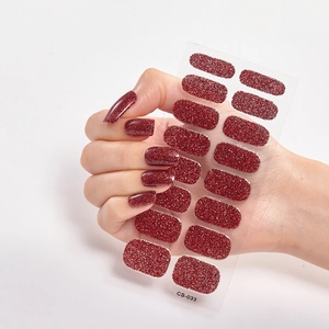 Dunkelrote Glitzer Nagelsticker einfarbig, Modell CS-033 für eine perfekte Maniküre