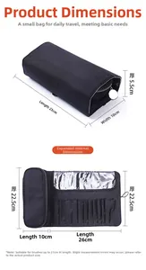 Size guide for a 12-20 slot folding makeup brush organizer showing folded and open dimensions
