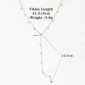 Elegant gold stainless steel Y-shaped tassel necklace with delicate butterfly charms