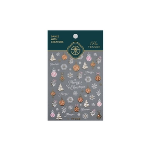 Christmas nail art stickers with gold embossed trees and snowflakes on a display card