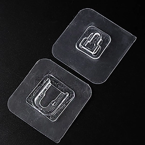 Strong adhesive transparent interlocking wall hooks for punch-free mounting solutions