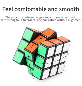 Detail of 3x3 speed cube showing compact internal structure and smooth rotation paths