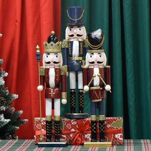Christmas king nutcracker soldiers set with red and gold details for festive home decor