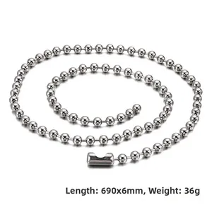 Detailed view of 6mm stainless steel ball chain with connector for sweater necklace
