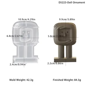 Moule en silicone pour figurines DIY avec dimensions et poids du modèle fini en plâtre