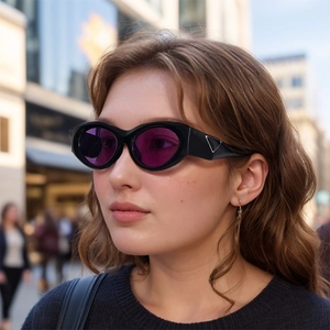 Cat Eye Oval Sunglasses Retro Fashion UV400 Protection PC Frame AC Lens Simple Outdoor Ins Style For Women And Men