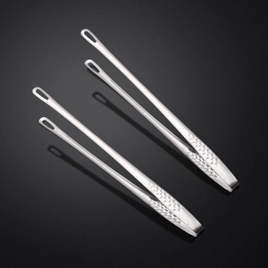 Premium SUS 304 stainless steel BBQ tongs for professional kitchen and outdoor grilling