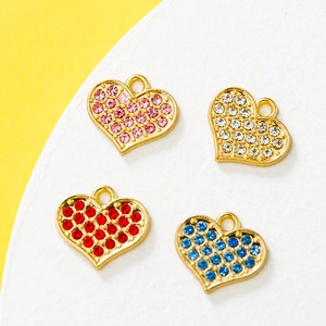 Heart Shaped Charms For DIY Jewelry Making Zinc Alloy Rhinestone Sparkling Pendants For Earrings Bracelets Necklaces Delicate