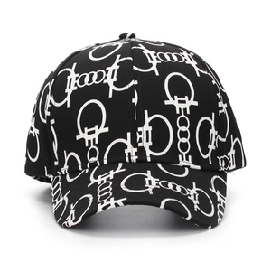 Stylish black baseball cap with white digital pattern for sun protection and outdoor use