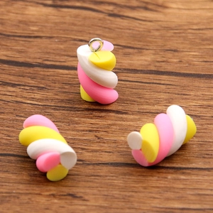 Colorful spiral marshmallow resin pendants with metal loops for DIY jewelry making