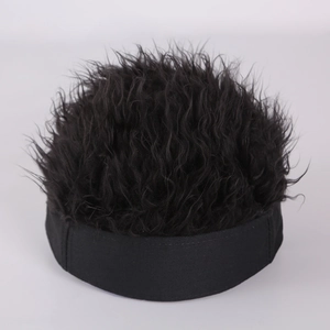 Hip hop style landlord hat with curly black faux wig hair for fun fashion and parties