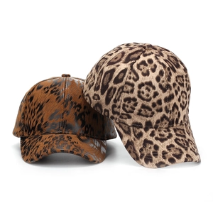 Classic leopard print and brown textured faux leather baseball caps for men and women