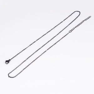 Black stainless steel cross chain necklace with lobster clasp and extension chain