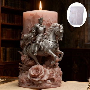 Moule En Silicone Chevalier Médiéval À Cheval Base Rose DIY Bougie Aromathérapie Artisanat Plâtre Savon Rétro Vintage