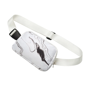 Waterproof fanny pack with white marble texture and adjustable strap for outdoors