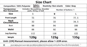 Detailed size chart for minimalist halter top and trousers showing fabric measurements