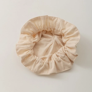 Lace cotton baby girl sun hat with ruffle brim and elastic soft protective headband