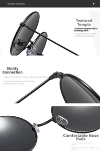 Detail showing smooth metal temples, reinforced hinges, and soft nose pads of the sunglasses