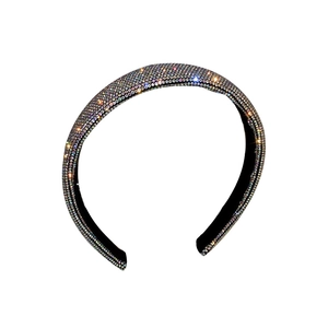 French vintage headband with shimmering full rhinestones and anti-slip black inner lining