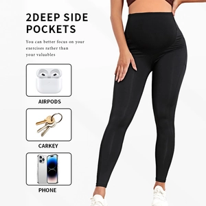 Leggings de sport de maternité noirs à taille haute avec poches latérales profondes