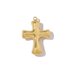 Pendentif croix creuse dorée bombée en acier inoxydable pour création de bijoux DIY