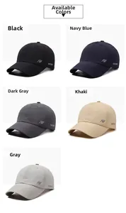 Vista dettagliata di cinque cappelli da corsa traspiranti in nero, blu navy, grigio e kaki