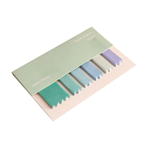 Multicolor gradient index sticky notes set with wavy edge design and green cover