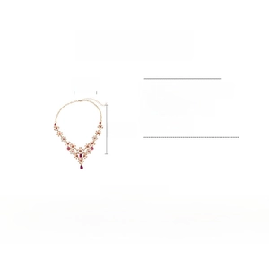 Detailed spec sheet showing vintage flower necklace dimensions 52.5cm and 39.2g weight