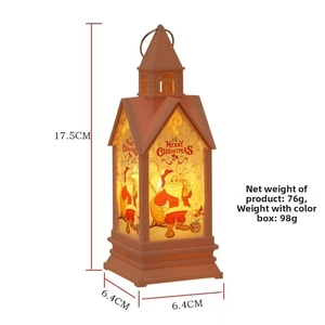 Detailed size specifications for Christmas lantern light with Santa Claus graphics