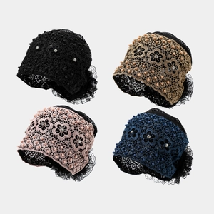 Spitzen Blumen Turban Hut Für Damen Atmungsaktive Beanie Elegante Florale Kopfbedeckung Mit Kunstperlen Und Strass Retro