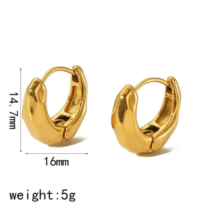 Lava fold gold huggie earrings in stainless steel with hammered texture detail
