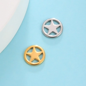 Minimalist 18K gold and silver stainless steel star pendants in circular cutout design
