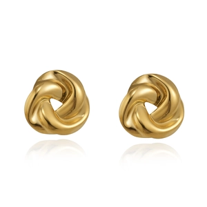 Chic 18k gold plated stainless steel conch twist geometric knot stud earrings for women